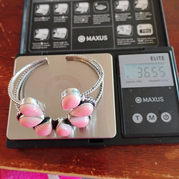 Western Cowgirl Pink Conch Shell Naja Cuff Bracelet Sterling Silver Artisan - Picture 7 of 7